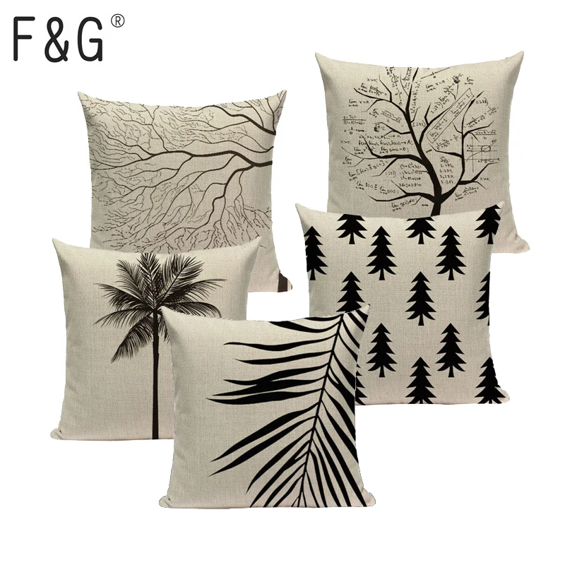 Тканая цветная подушка в скандинавском стиле с изображением цветка дерева