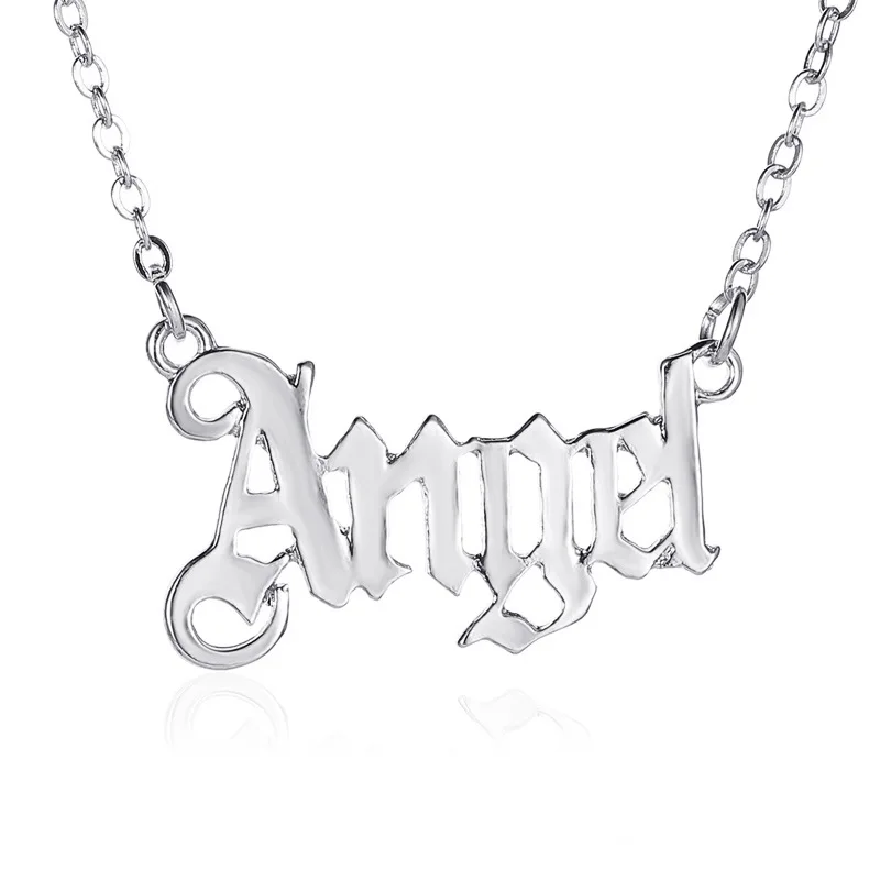 Old English Letter Pendant Necklace Angel Babygirl Font Short Clavicle Chain Sexy Lady Choker Decor Jewelry | Украшения и