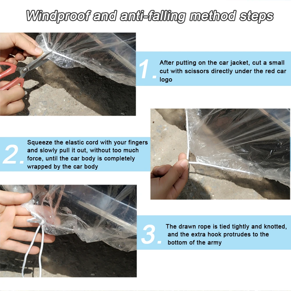 

Universal Car Disposable Full Car Cover PE Transparent Plastic Outdoor Dustproof Waterproof Snowproof fogproof Car Clothing