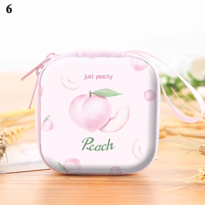

Creative Fruit Animal Pattern Tinplate Coin Purse Coin Purse Headphone Bag Key Case Earphone Pocket Storage Box Zipper Unisex