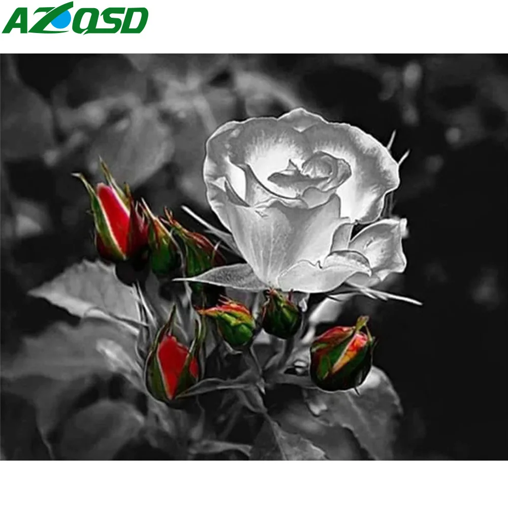 

AZQSD картина маслом по номерам Роза холст искусство ручной работы подарок живопись по номерам Цветок украшение для гостиной