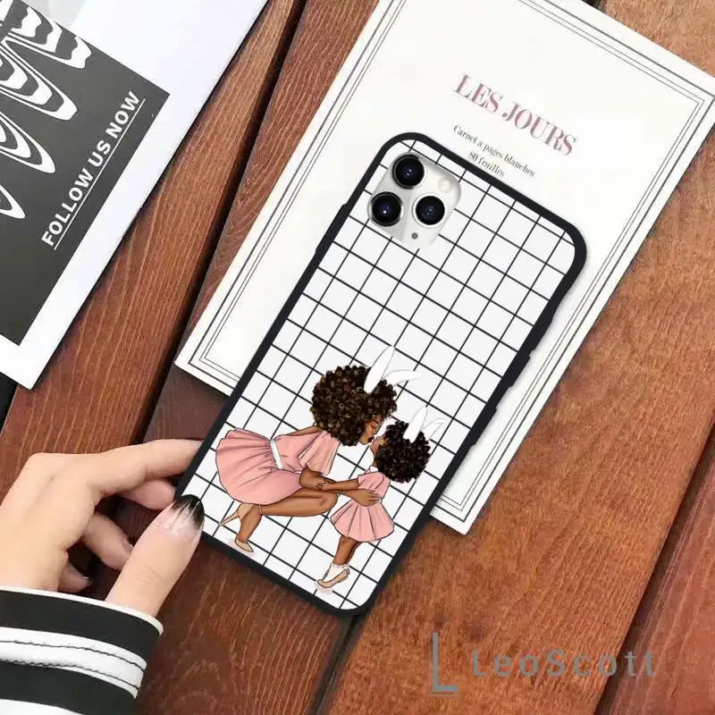 

Cartoon cool Mom baby grid Phone Case for iPhone 11 12 pro XS MAX 8 7 6 6S Plus X 5S SE 2020 XR Soft silicone
