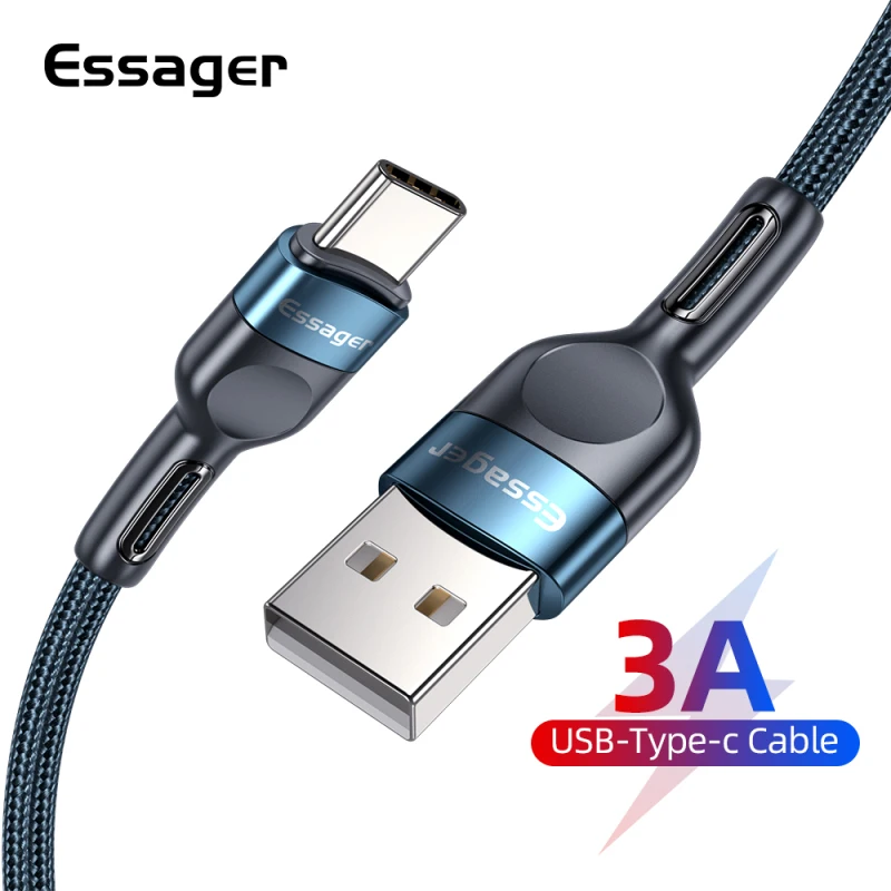 

Essager USB Type C Cable Fast Charging Charger Or Samsung Xiaomi USB-C USB C Braided Wire 1m / 2m Mobile Phone Data Wire Cord