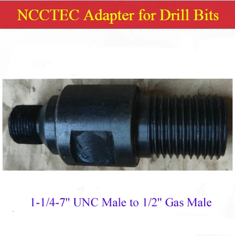 Conector adaptador de 1-1/4-7 ''UNC macho a 1/2'' macho de Gas para brocas de núcleo de diamante, convertidor de máquinas