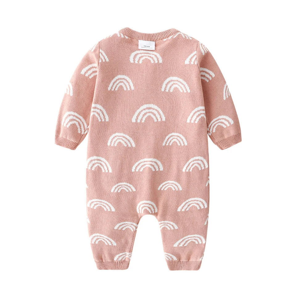 Вязаная Детская одежда Радужный комбинезон для новорожденных девочек хлопковый