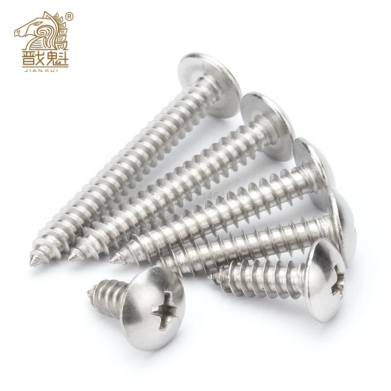 20/55pcs Cross Recessed Truss Head Self-tapping Screw 304 Stainless Steel M3 M4 M5 M6 Phillips Mushroom Head Wood Screw