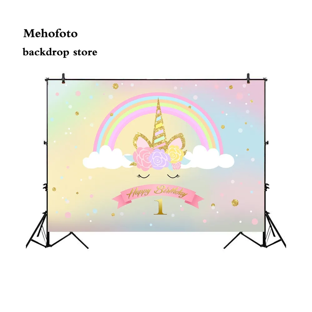 Вечерние фотофоны с единорогом Mehofoto для первого дня рождения изображением