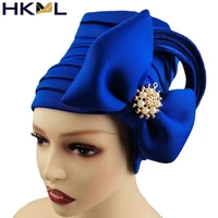 bow tie turban caps for women fashion african aso oke headtie nigerian wedding gele muslim headscarf bonnet female head wraps
