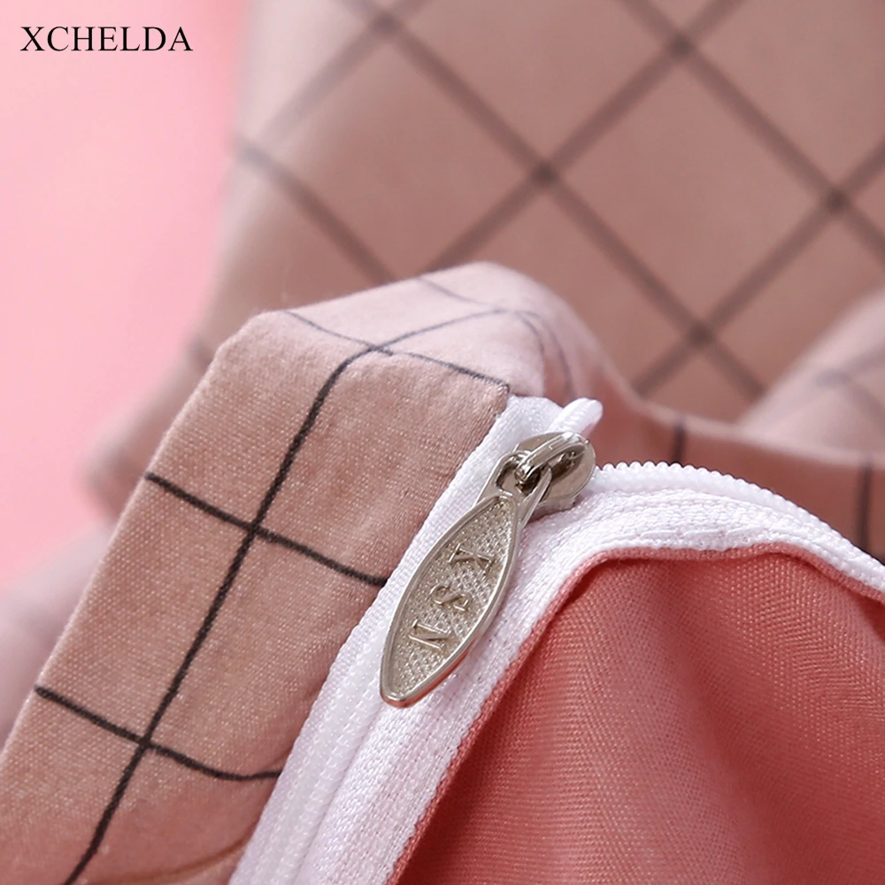 Постельное белье двойной Queen розового цвета в клетку роскошное покрывало для