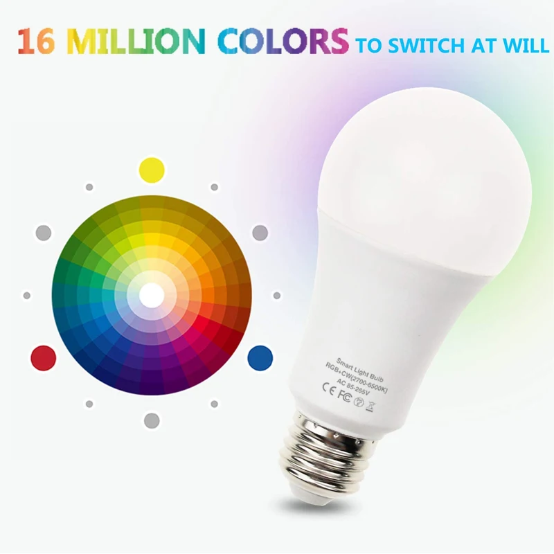 

Wifi Smart Light Bulb Dimmable Bluetooth LED Lamp E27 Color Changing Lamp Magic Bulb AC85V-265V Operate Alexa Google Assistant