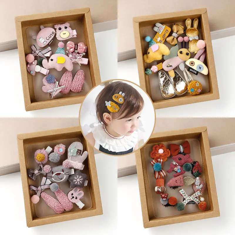 

Набор заколок с бантом для девочек, 10 шт., детский головной убор из приятной ткани, подарок на день рождения, Подарочная коробка, набор изыска...