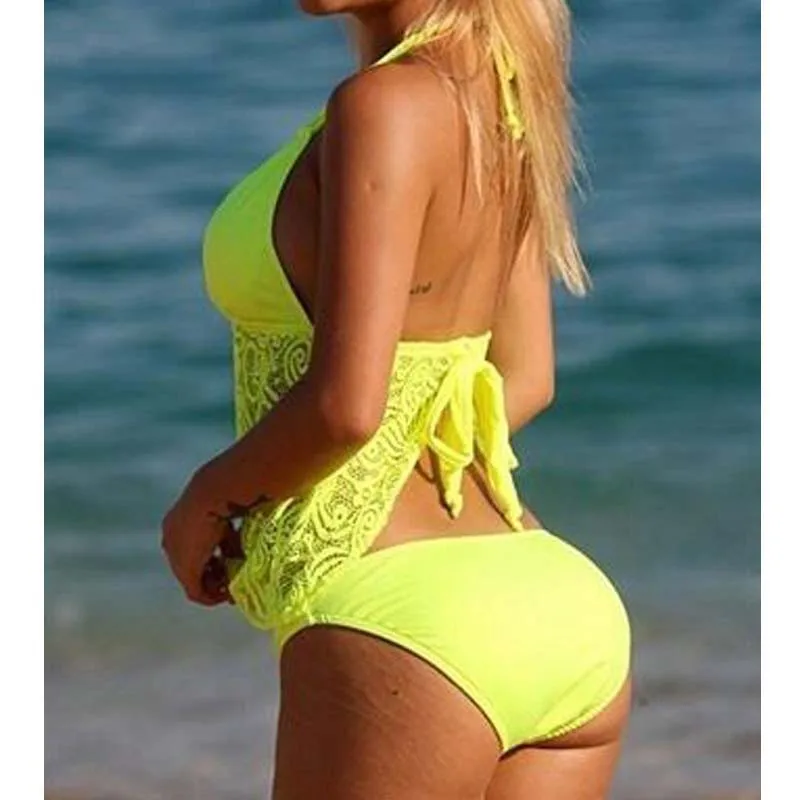 Комплект бикини 2020 женский купальник сетчатый сексуальный Холтер с открытой