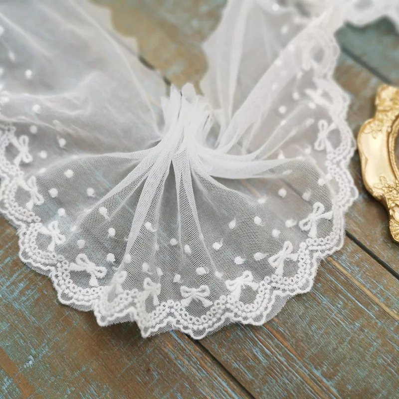 2 ярда сетчатая пряжа кружево с вышивкой 9 см бантом сделай сам манжеты воротник