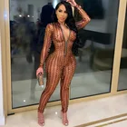 Женский прозрачный комбинезон на молнии, облегающий эластичный комбинезон с дырками, Клубная уличная одежда, 2021