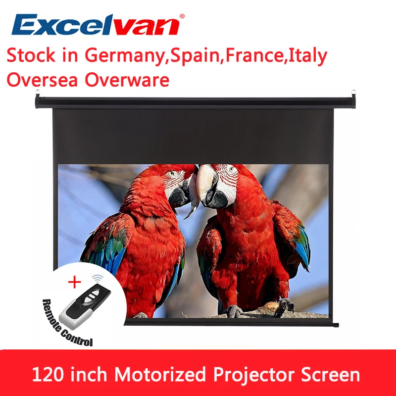 Excelvan 120 дюймов 16:9 1,2 усиление настенный потолок электрический моторизованный HD проектор экран с пультом дистанционного управления вверх вниз для дома и офиса