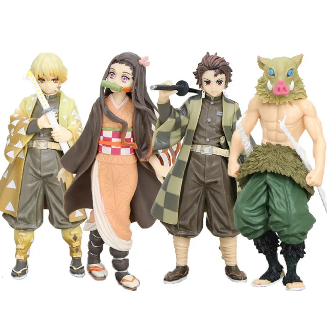 2 opp bag 4 шт./компл. аниме демон убийца игрушка в виде фигурки Kimetsu без Yaiba камадо Tanjirou Nezuko Agatsuma Zenitsu Hashibira Inosuke игрушка в виде фигурки - Цвет: 2 opp bag
