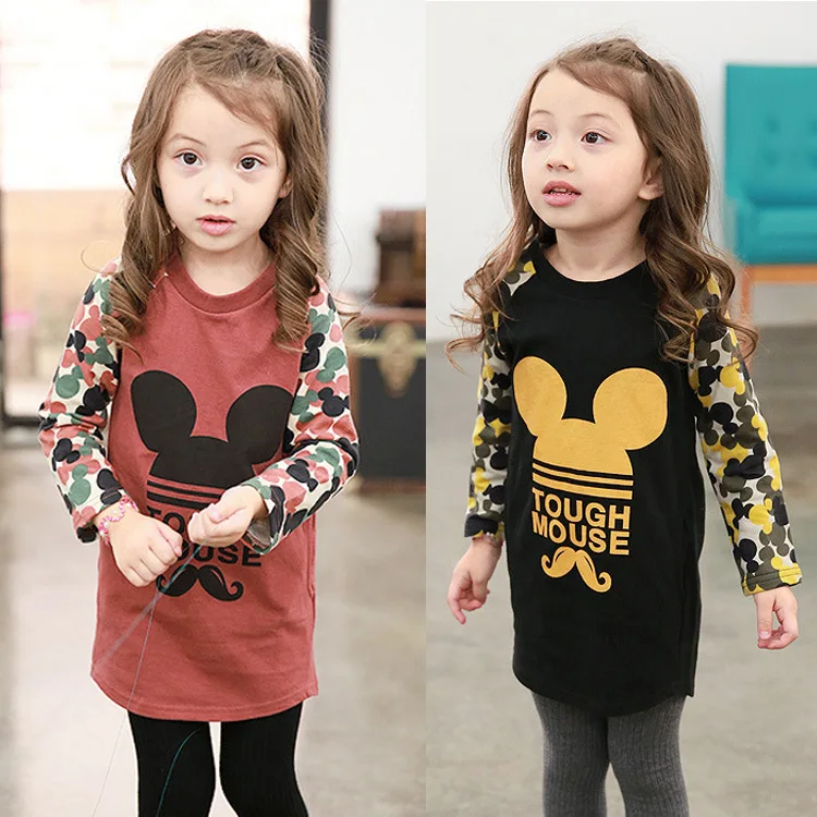 

2020 Girl Long Sleeve T Shirt Kids Cartoon tops tee Baby A long Blouse Clothes Toddler Children's clothing Korean