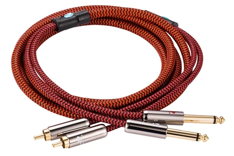 Аудиофильский аудио кабель двойной 6,35 мм Двойной RCA микшерный консольный Усилитель 2 RCA до 2 1/4 "Jack 6,3 De-noising кабель OFC1M 2 м 3 м 5 м
