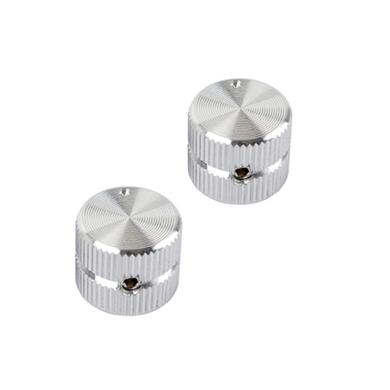 

H053 2Pcs Guitar Dome Tone Knobs Metal Silver Volume Control Switch Cap Screw Type for Electric Guitar Bass Parts Accessories