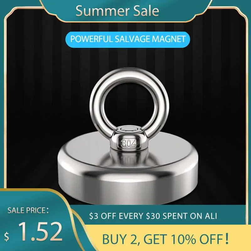 

Neodymium Magnets Search Magnet Fishing Super Strong Magnet Multipurpose Nylon Rope Rescue Extra Long Safety Sea Fishing Hook