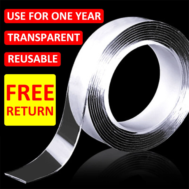 Двухсторонний скотч 3 м клейкая нанолента для кухни многоразовый двусторонний Не