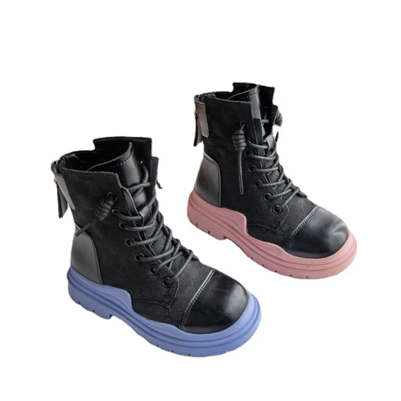 CMSOLO Spring Autumn Boots Shoes Kids Winter New Fashion Shoes Heels Flat Big Children Martin Shoes Boots Soft Leather Boot Shoe