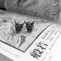 punk gothic style ox horn skull stud earrings prajna earrings personality silver color skull earrings for men women jewelry gift