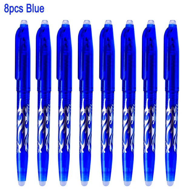 8pcs blue DELVTCH 0,5 мм стираемые костюм гелевая ручка синий/черные чернила магия стираемую заправки и ручки Комплект для школы и офиса пишущих инструментов студент S - Цвет: 8pcs blue