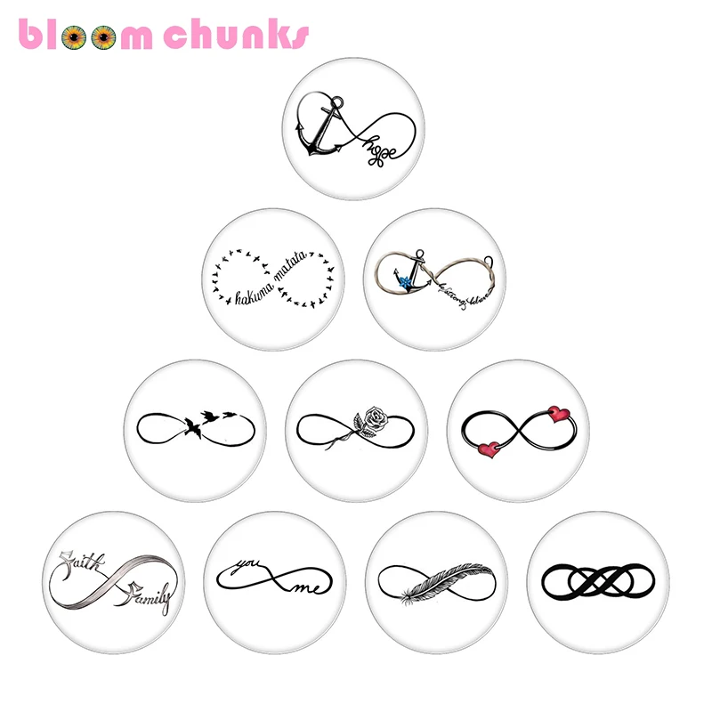 

love faith Infinity gigantic 10pcs mixed 12mm/18mm/20mm/25mm Round photo glass cabochon demo flat back Making findings S2366