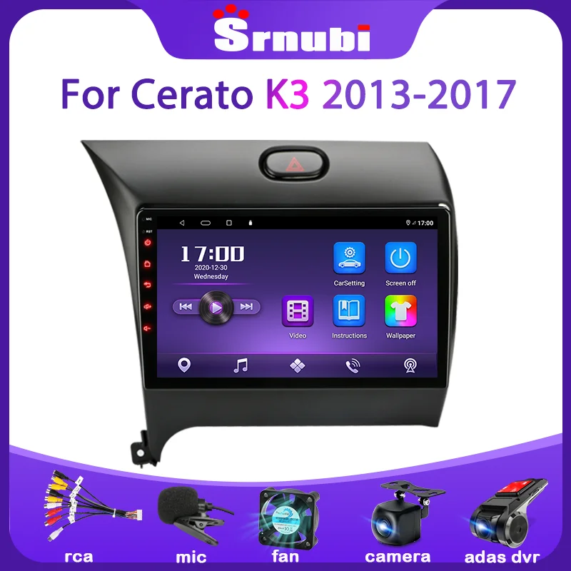 Srnubi Android 10 6 + 128G Автомагнитола для Kia K3 Cerato Forte 3 2013-2017 мультимедийный видеоплеер навигация GPS 2Din DVD головное устройство
