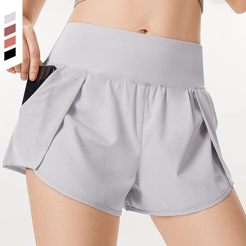 

Women 2 In 1 Butt Scrunch Skirted Yoga Shorts High Waist Breathable Quick Dry Running Shorts Female Summer Hot Pants