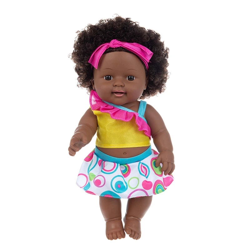 

30cm Lifelike Reborn Baby Boy Girl Doll African American Newborn Soft Vinyl Doll