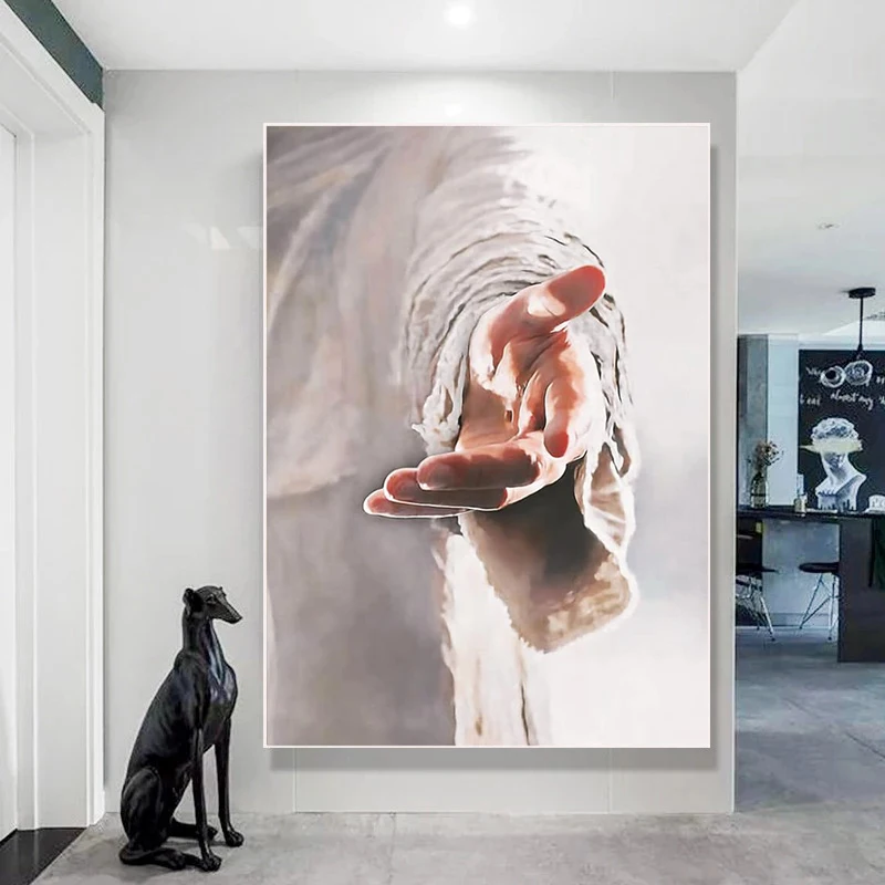 Христос. Декор стены. Исус, рука Бога. Постер из канвы и печати искусства. Картины для декорации гостиной и дома.