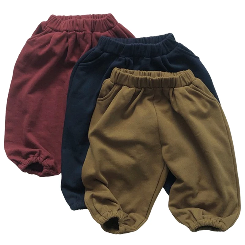 

Новинка 2022, весенне-осенние детские брюки-фонарики, Детские хлопковые брюки в Корейском стиле унисекс, однотонные детские повседневные хло...