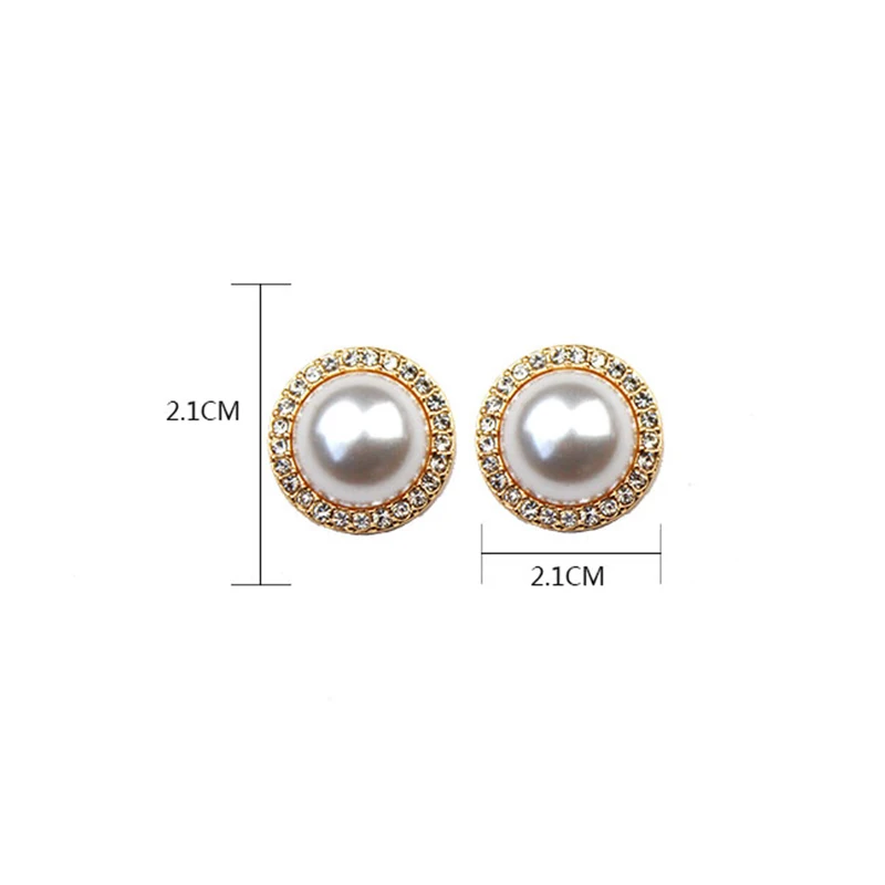 

New Arrival Trendy Round Exquisite Pearl Round Full Crystals Wedding Simple Stud Earrings For Women Bridal Fashion Crystals Gift