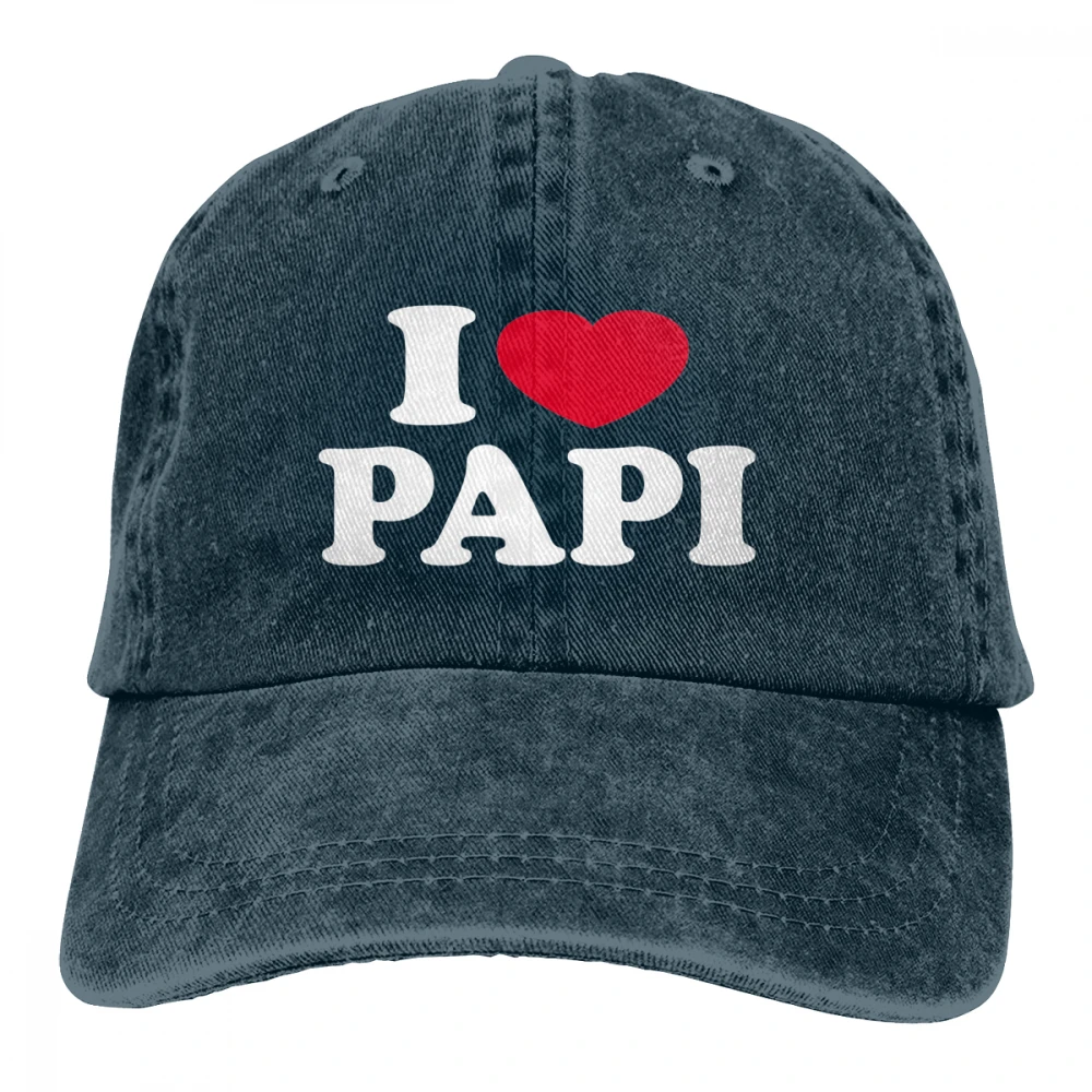 I Love Papi Casquette черные унисекс Мужские Женские джинсовые бейсболка с ремешком кепки