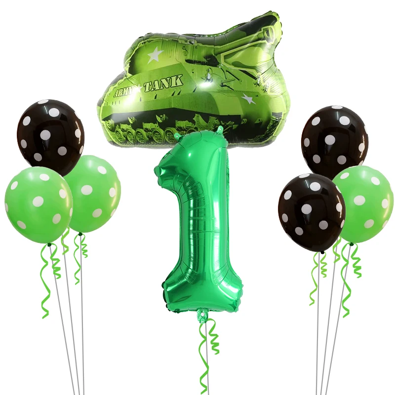 Green 1 8 шт. Мультяшные автомобильные шары, грузовик, поезд, фольгированный шар, 30 дюймов, номер, Полицейская машина, Globos, детские подарки, украшения для дня рождения, для детей - Цвет: Green 1
