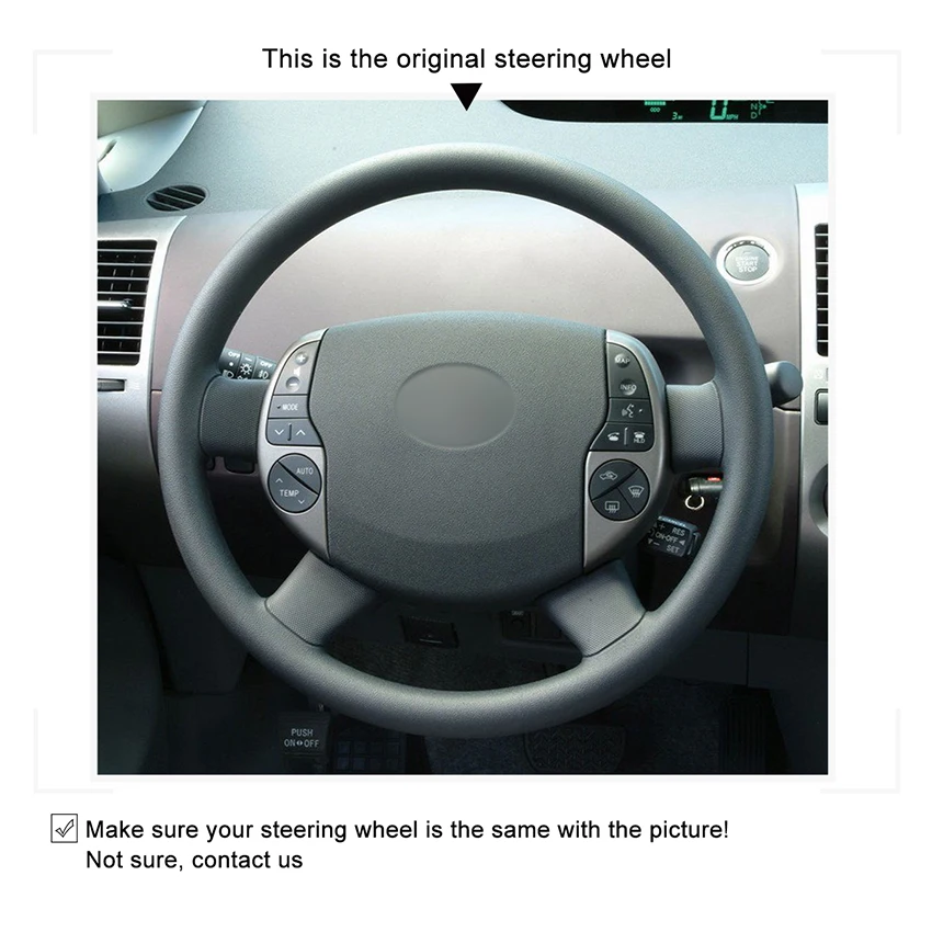 Hand-stitched Black Artificial Leather Car Steering Wheel Cover for Toyota Prius 20(XW20) 2004 2005 2006 2007 2008 2009 | Автомобили и