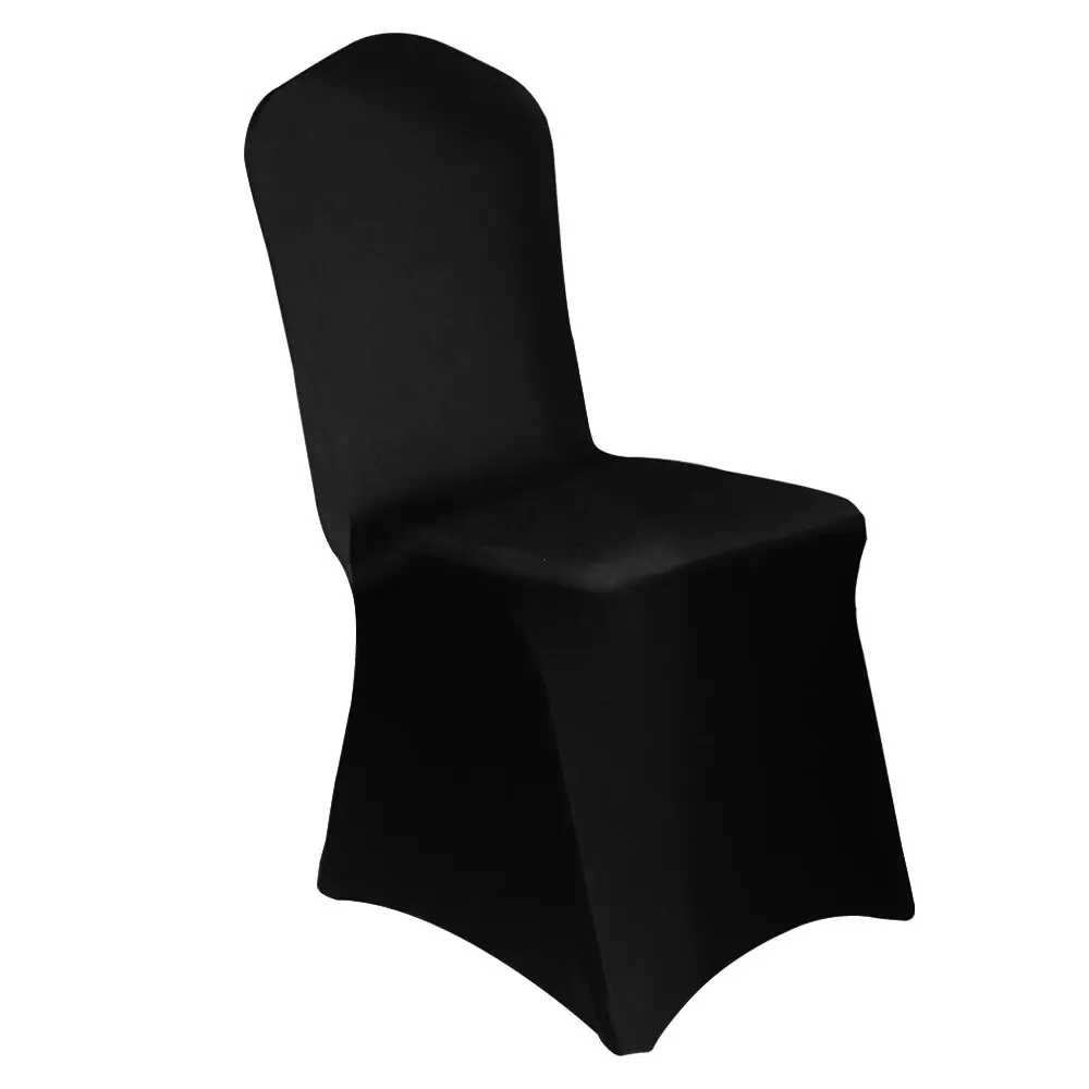 Black 100 шт растягивающиеся крытые чехлы на стулья для свадьбы/вечерние универсальные банкетные гостиничные украшения - Цвет: Black