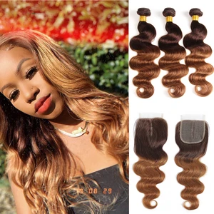 Пряди блонд из 34 натуральных бразильских волос, с Омбре, предварительно окрашенные, с застежкой, T430 1B427