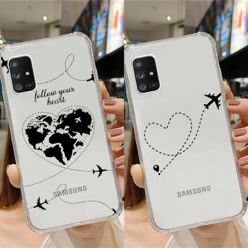 

World Map Travel Phone Case Transparent For Samsung Note A 7 8 9 10 20 50 51 71 90 20 11 81 e LITE Ultra PRO