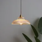 Японская латунная полукруглая стеклянная люстра в скандинавском стиле, простой светильник для спальни, коридора, балкона, бара, столовой
