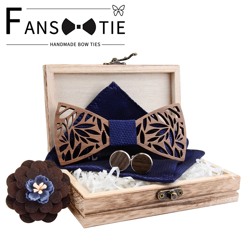 5 шт. полый шейный платок деревянный галстук бабочка Карманный квадратный набор