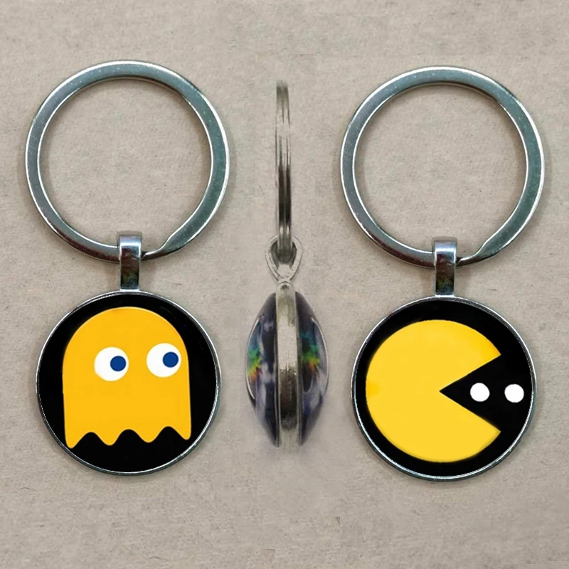 Новый модный брелок Pacman двусторонний стеклянный Ювелирное Украшение | Украшения