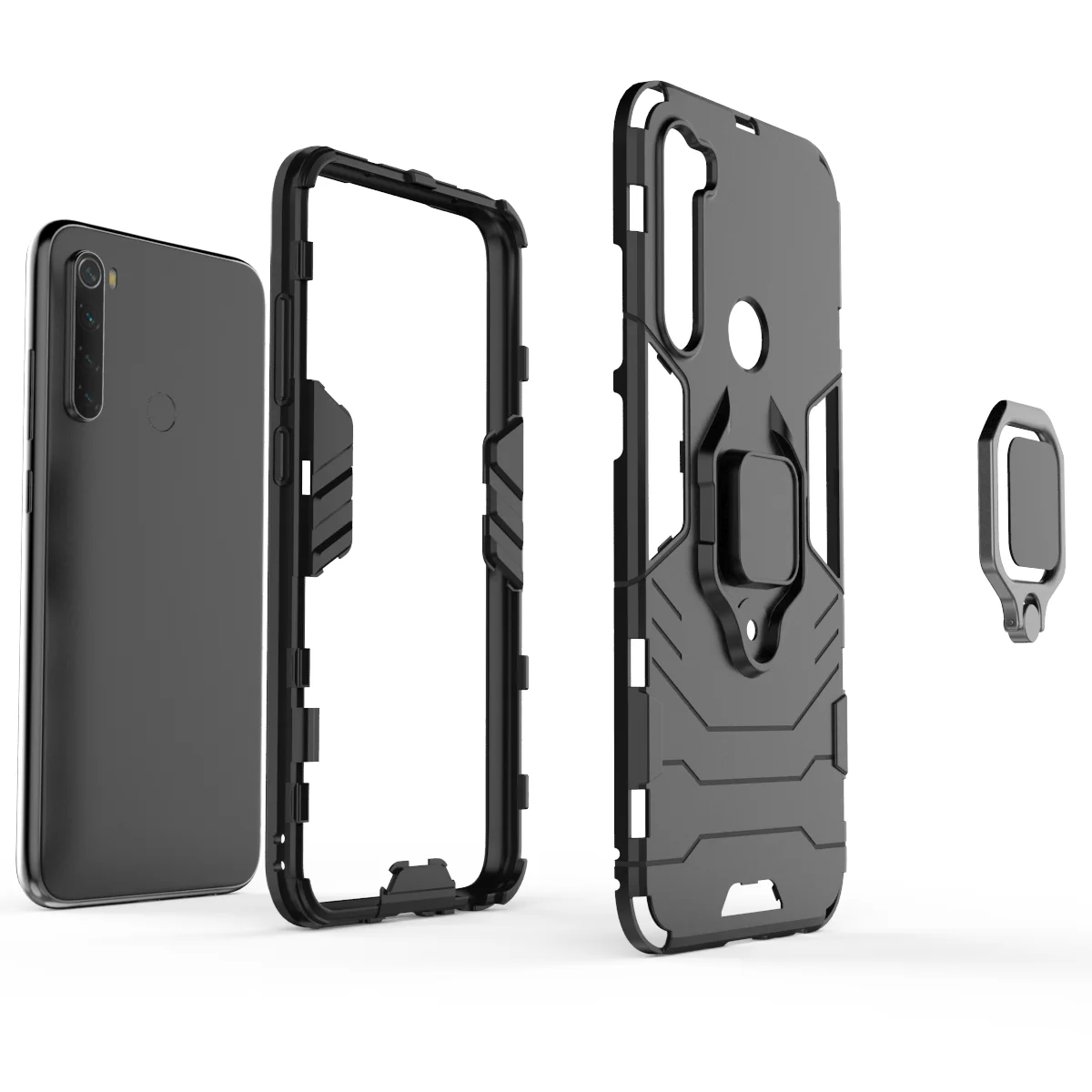 Чехол для Xiaomi Redmi Note 8 магнитный металлический чехол держатель с кольцом на палец