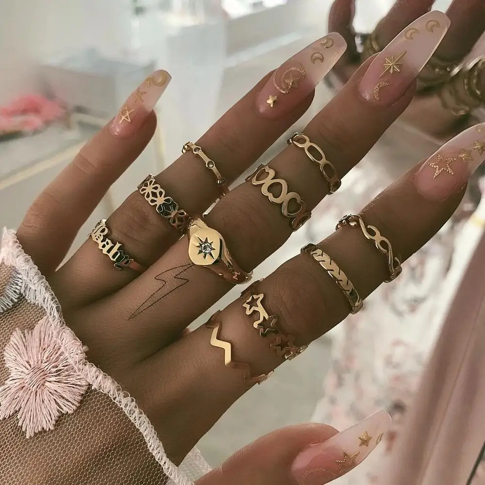 

Finger Ring Set New Ladies Jewelry Gift Popular For women To Wear Various Shaped Of ring Fashion Jewelry.