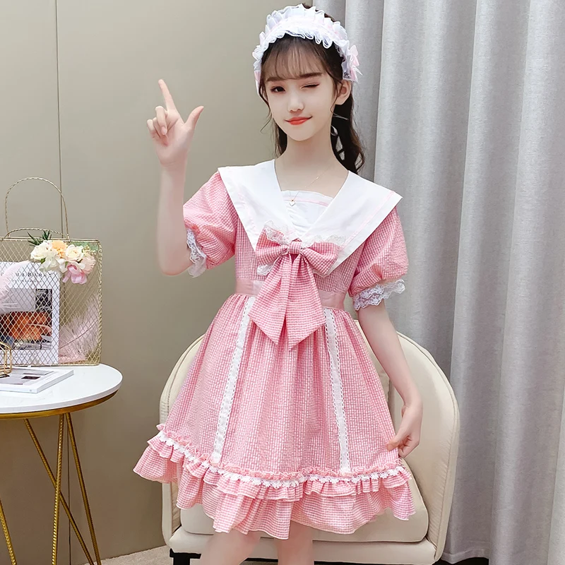

Tz Boutique 2021 Summer New Lolita Small Broken Grid Dress Princess Dress Up Children Birthday Party Clothing Dress