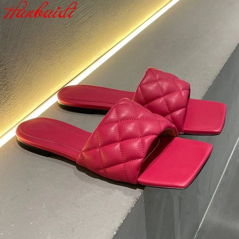구매 캔디 색상, 여성 저크 슬리퍼, 사각 슬립 Op 그리드 가죽 브로치 플레이트 슬라이드, 디자이너, 신제품 컴포트, 아웃도어, 멀티젤 Z