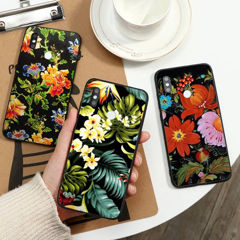 

Fashion Retro Style Flowers Phone Case For Xiaomi Redmi note 7 8 9 11 t s 10 A pro lite funda shell coque cover