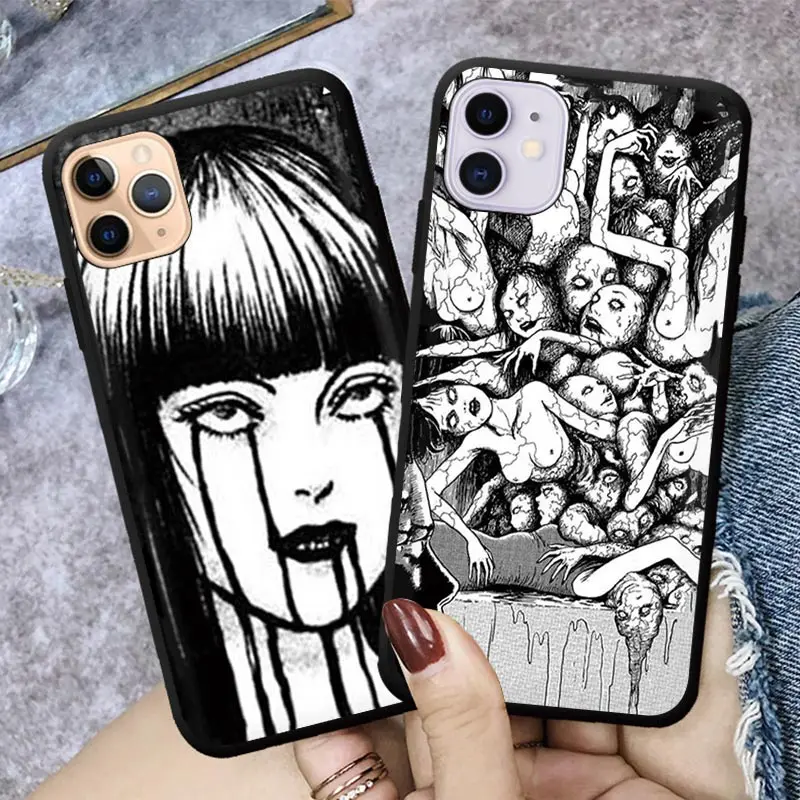 

Horror Junji Ito Phone Case For iPhone 11 12 Pro Max SE 2020 6S 7 8 Plus XR XS Soft Black TPU Cover Funda